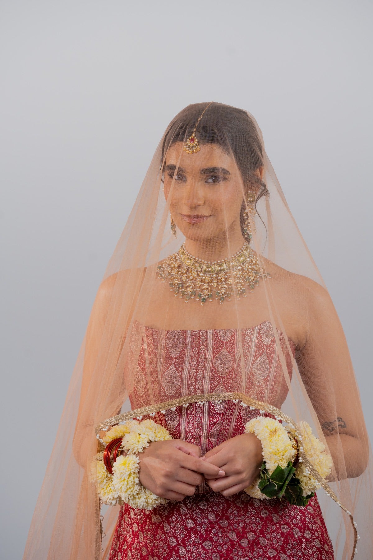 Amaira Maroon Benarasi Silk Corset and Lehenga Set