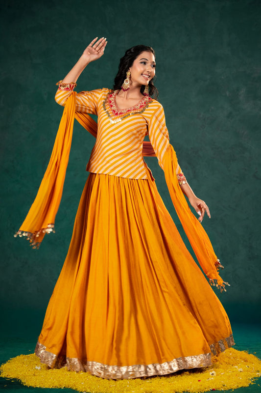 Sunaina Tumeric Yellow Kurti Lehenga Set